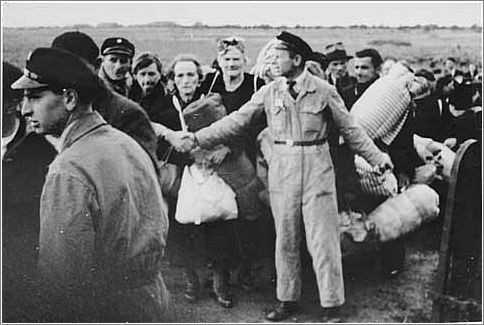 Members of  the Jewish Police in Westerbork, direct arriving Dutch Jews in the camp